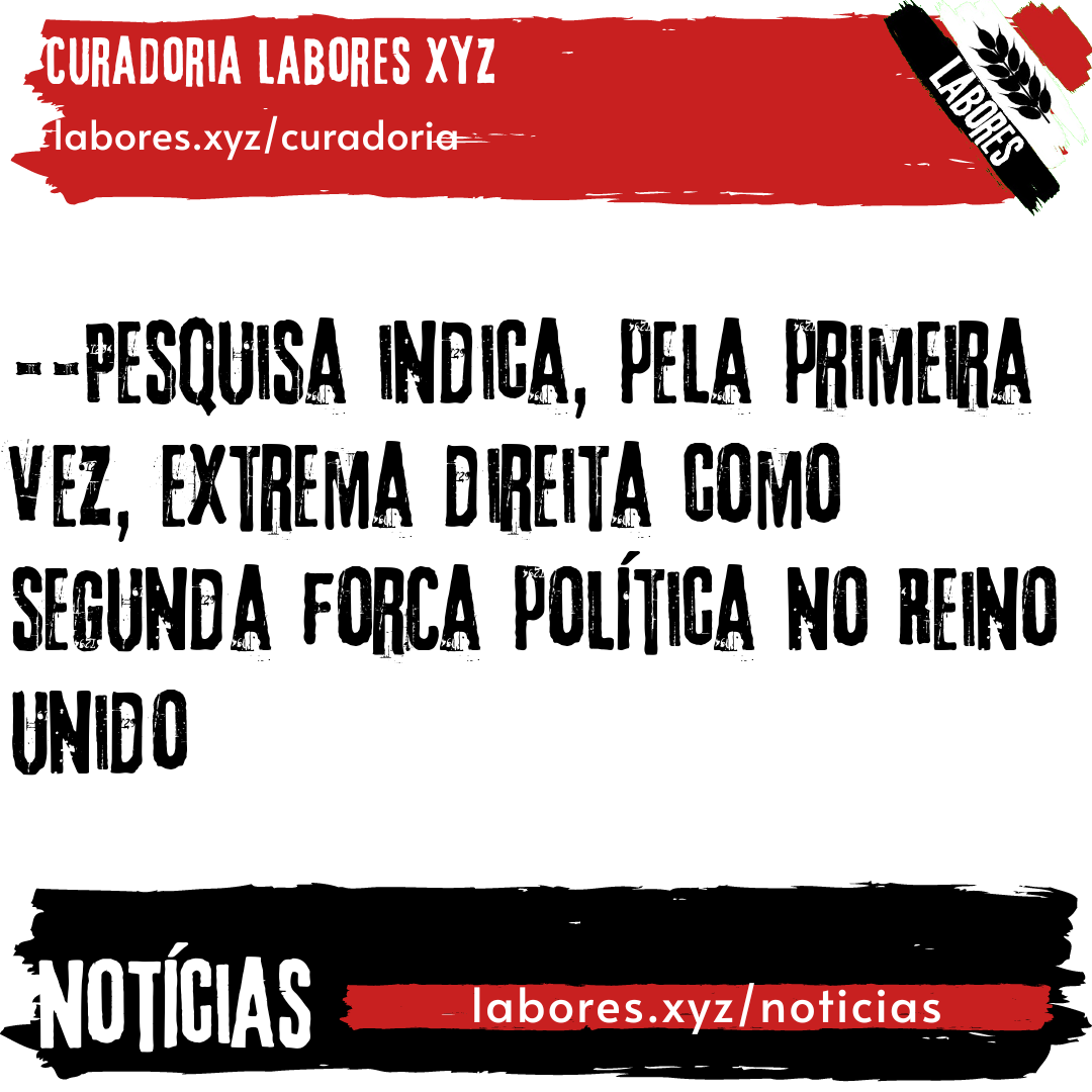 Pesquisa indica, pela primeira vez, extrema direita como segunda força política no Reino Unido